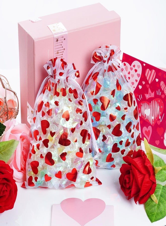 Bskifnn 50PCS Love Heart Printed Valentine Candy Bags Organza Bags Gift Jewelry Bags for Wedding Valentine's Day Mother's Day Party (Red, 5 x 7inch) - Image 4